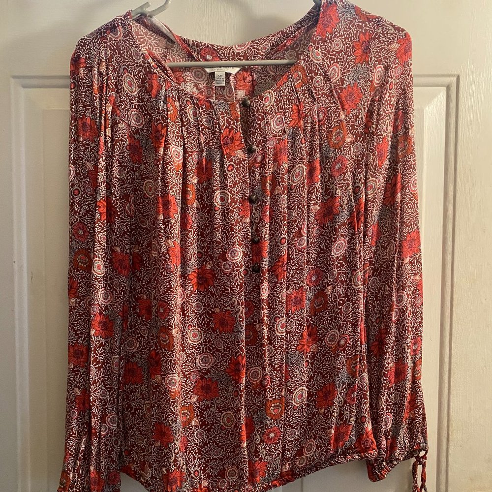 Lucky Brand Chiffon Blouse (wine / floral)